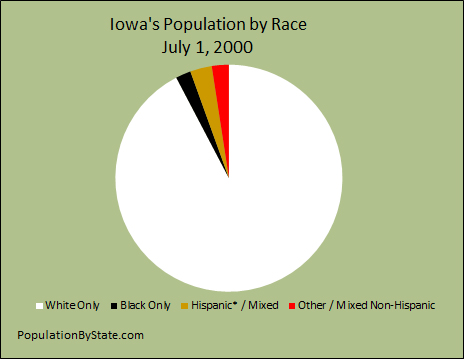 Pie chart for population races for Iowa.